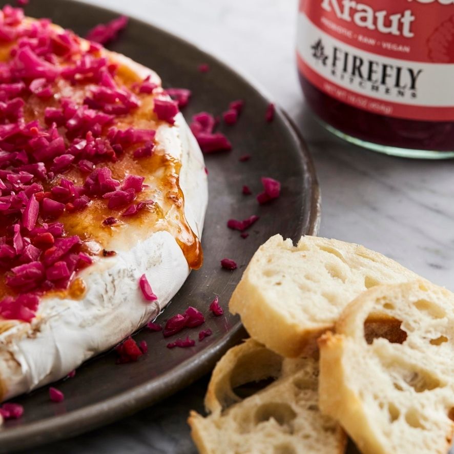 Baked Brie with Cranberry Kraut